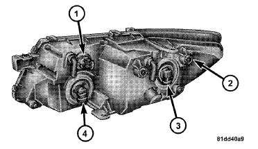 1 — Front Turn Signal/Park Lamp Bulb.